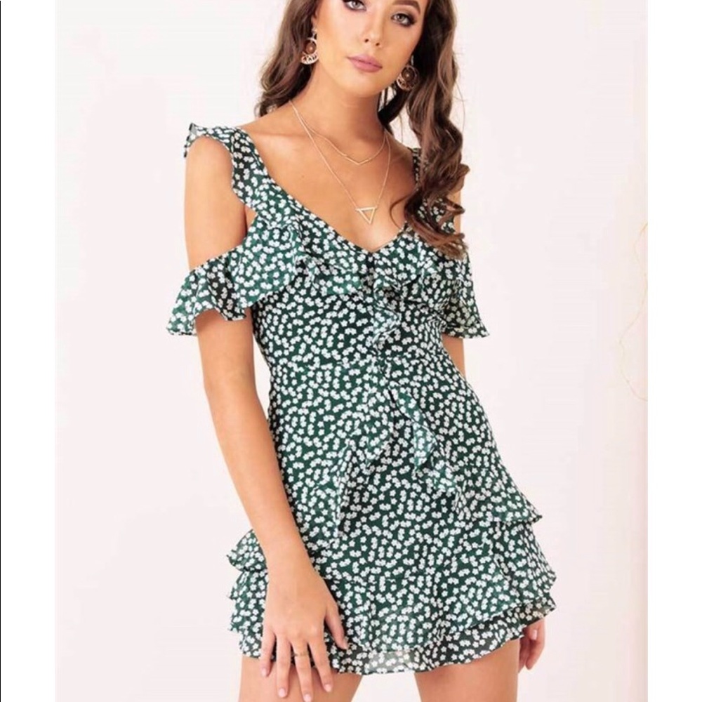 Green floral dress
